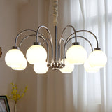 Loa Mid Century Modern Yellow Glass Globe Chandelier with Polished Chrome Finish