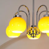 Loa Mid Century Modern Yellow Glass Globe Chandelier with Polished Chrome Finish