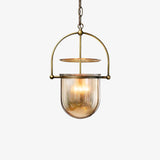 Lorford Cup Glass Pendant Light Elegant Gold Finish Hanging Ceiling Lamp for Modern Kitchens