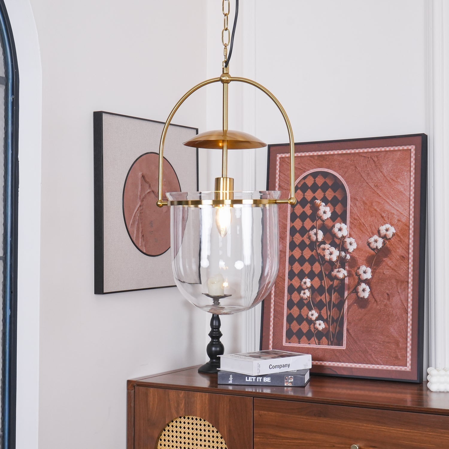 Lorford Cup Glass Pendant Light Elegant Gold Finish Hanging Ceiling Lamp for Modern Kitchens