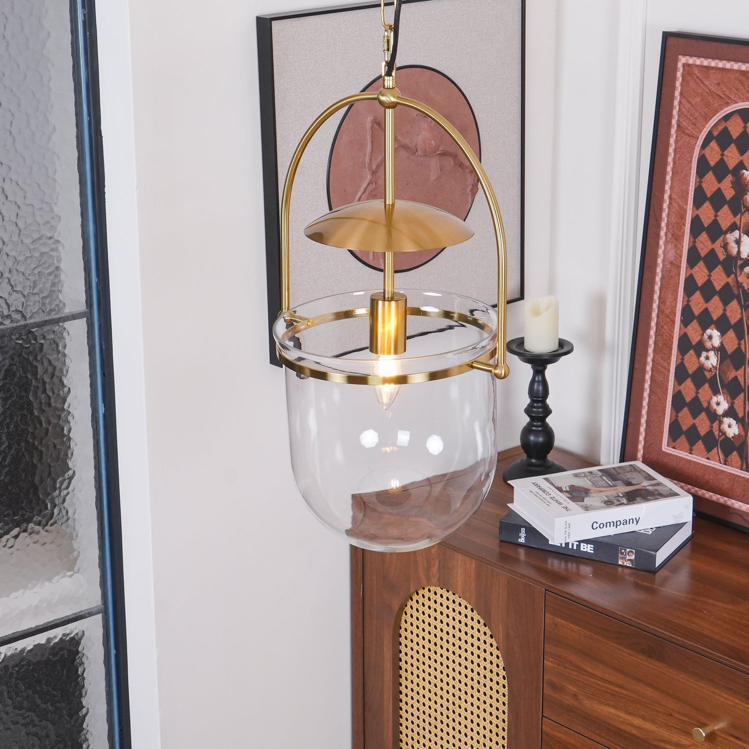 Lorford Cup Glass Pendant Light Elegant Gold Finish Hanging Ceiling Lamp for Modern Kitchens