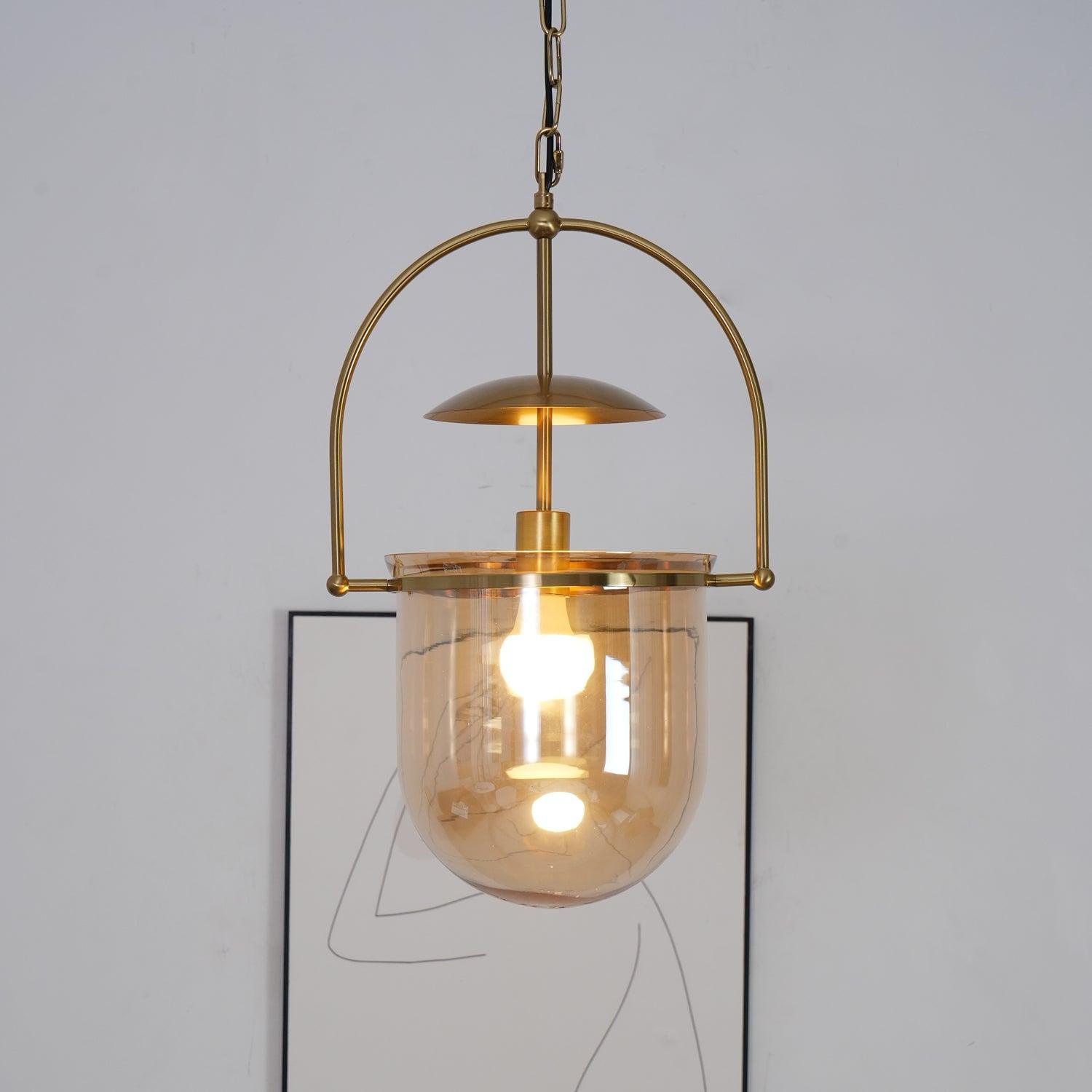 Lorford Cup Glass Pendant Light Elegant Gold Finish Hanging Ceiling Lamp for Modern Kitchens