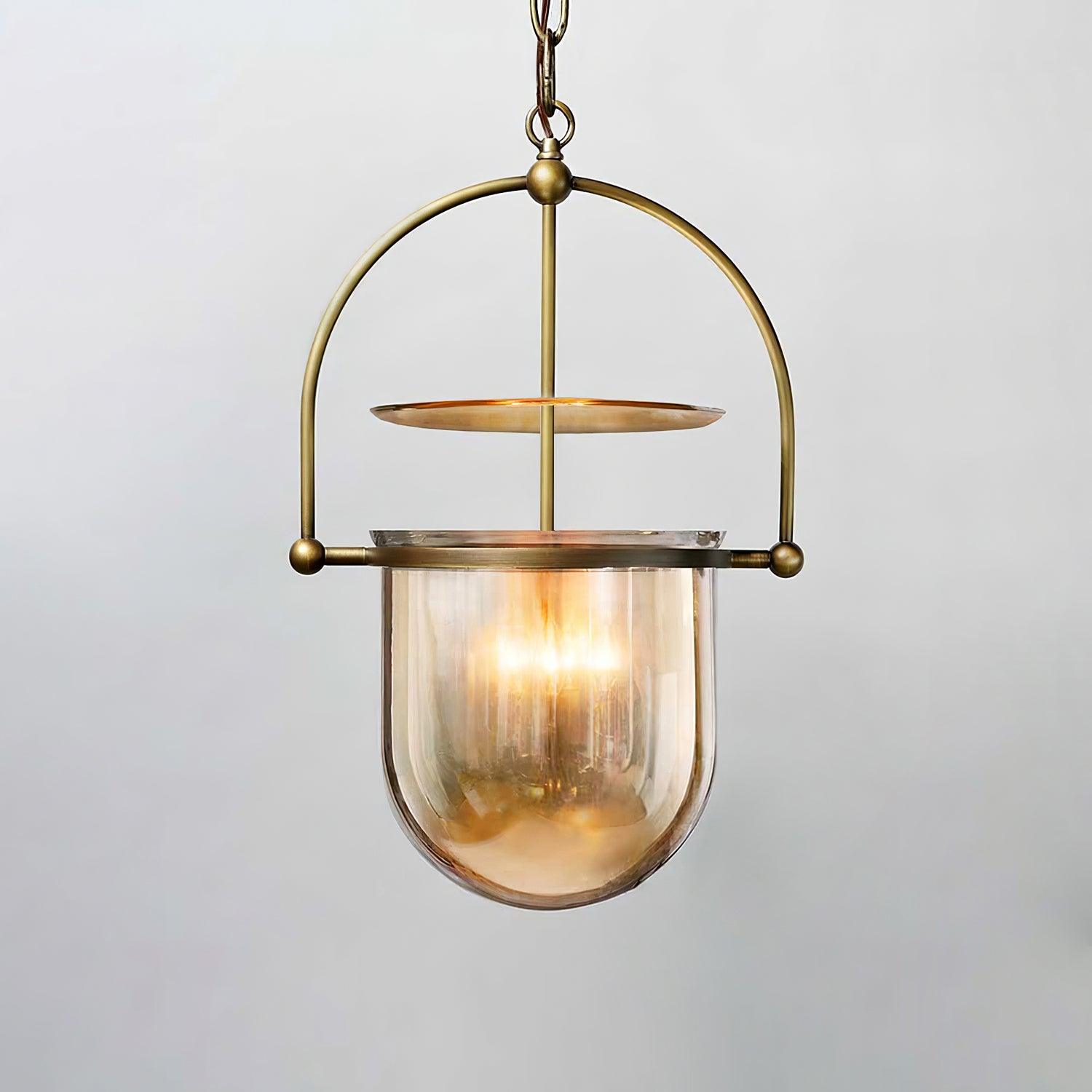 Lorford Cup Glass Pendant Light Elegant Gold Finish Hanging Ceiling Lamp for Modern Kitchens