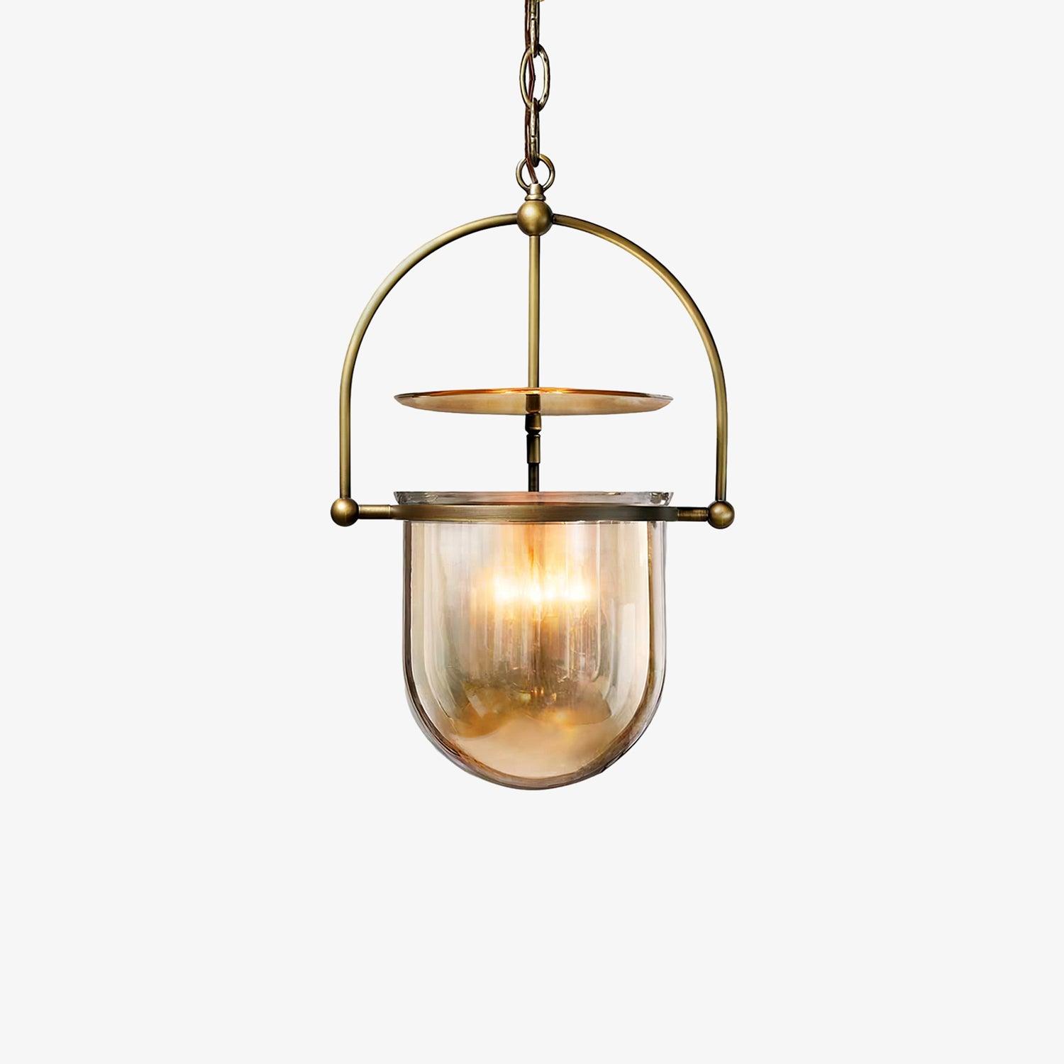 Lorford Cup Glass Pendant Light Elegant Gold Finish Hanging Ceiling Lamp for Modern Kitchens