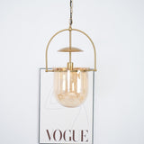 Lorford Cup Glass Pendant Light Elegant Gold Finish Hanging Ceiling Lamp for Modern Kitchens