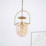 Lorford Cup Glass Pendant Light Elegant Gold Finish Hanging Ceiling Lamp for Modern Kitchens