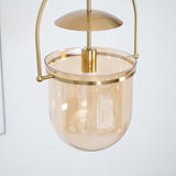 Lorford Cup Glass Pendant Light Elegant Gold Finish Hanging Ceiling Lamp for Modern Kitchens