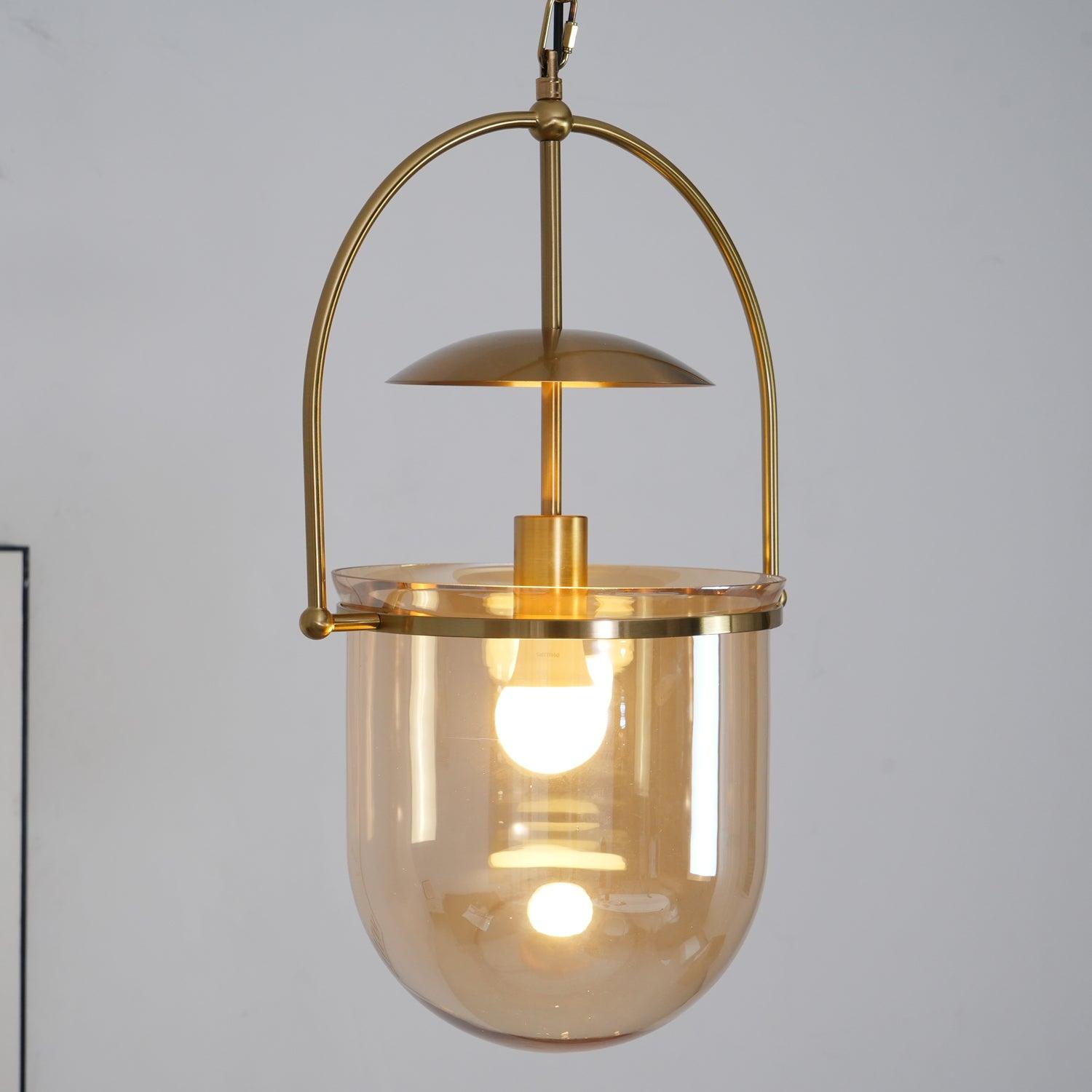 Lorford Cup Glass Pendant Light Elegant Gold Finish Hanging Ceiling Lamp for Modern Kitchens