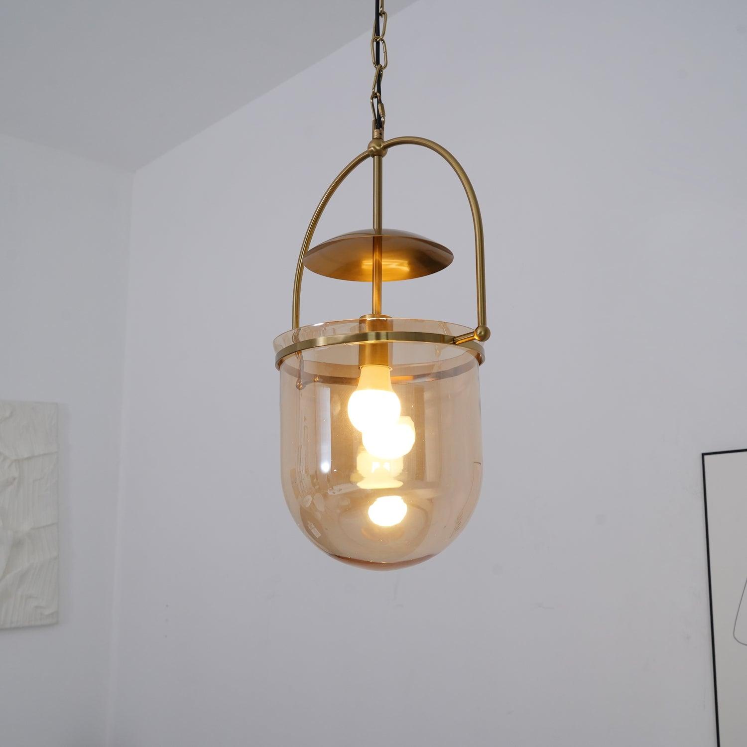 Lorford Cup Glass Pendant Light Elegant Gold Finish Hanging Ceiling Lamp for Modern Kitchens