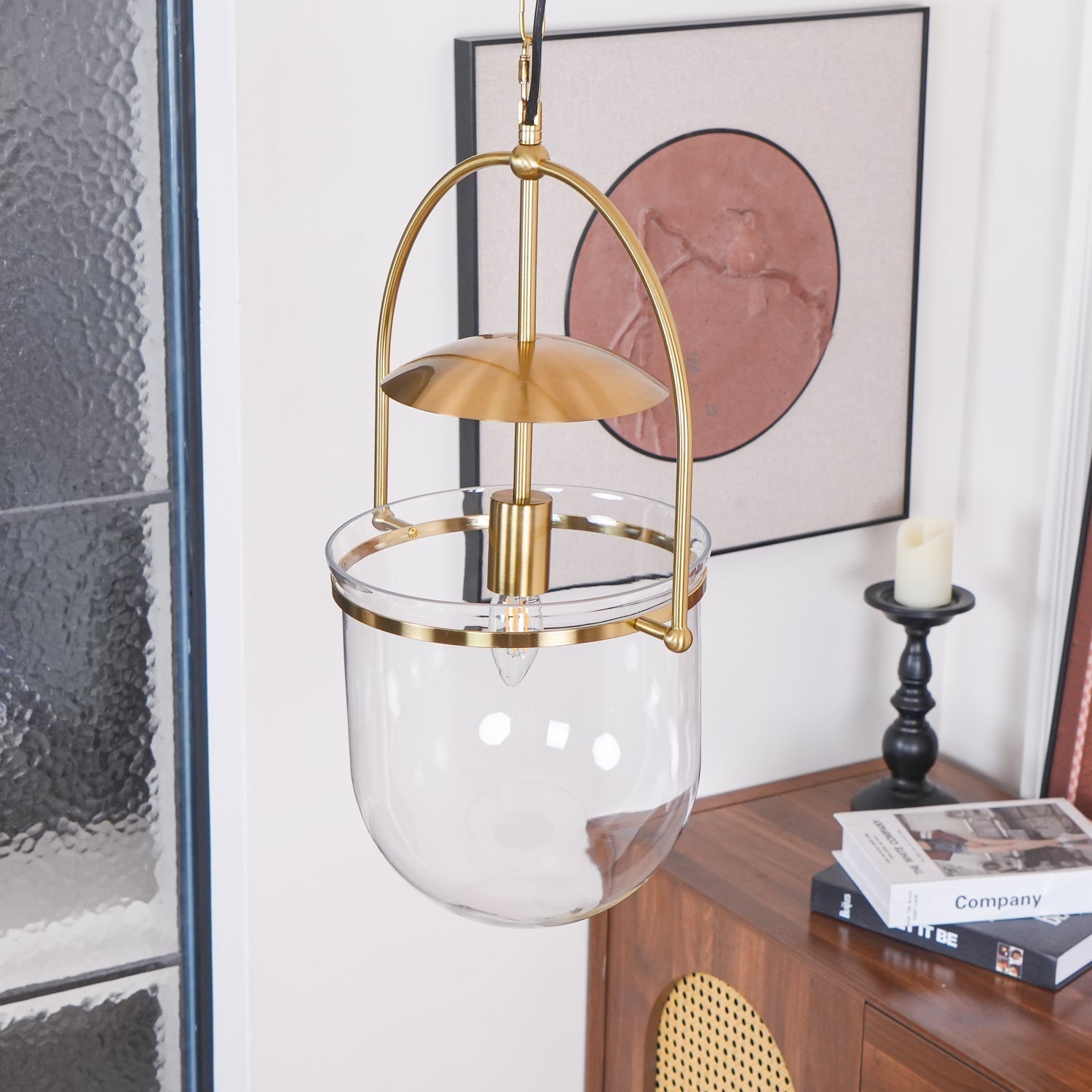 Lorford Cup Glass Pendant Light Elegant Gold Finish Hanging Ceiling Lamp for Modern Kitchens