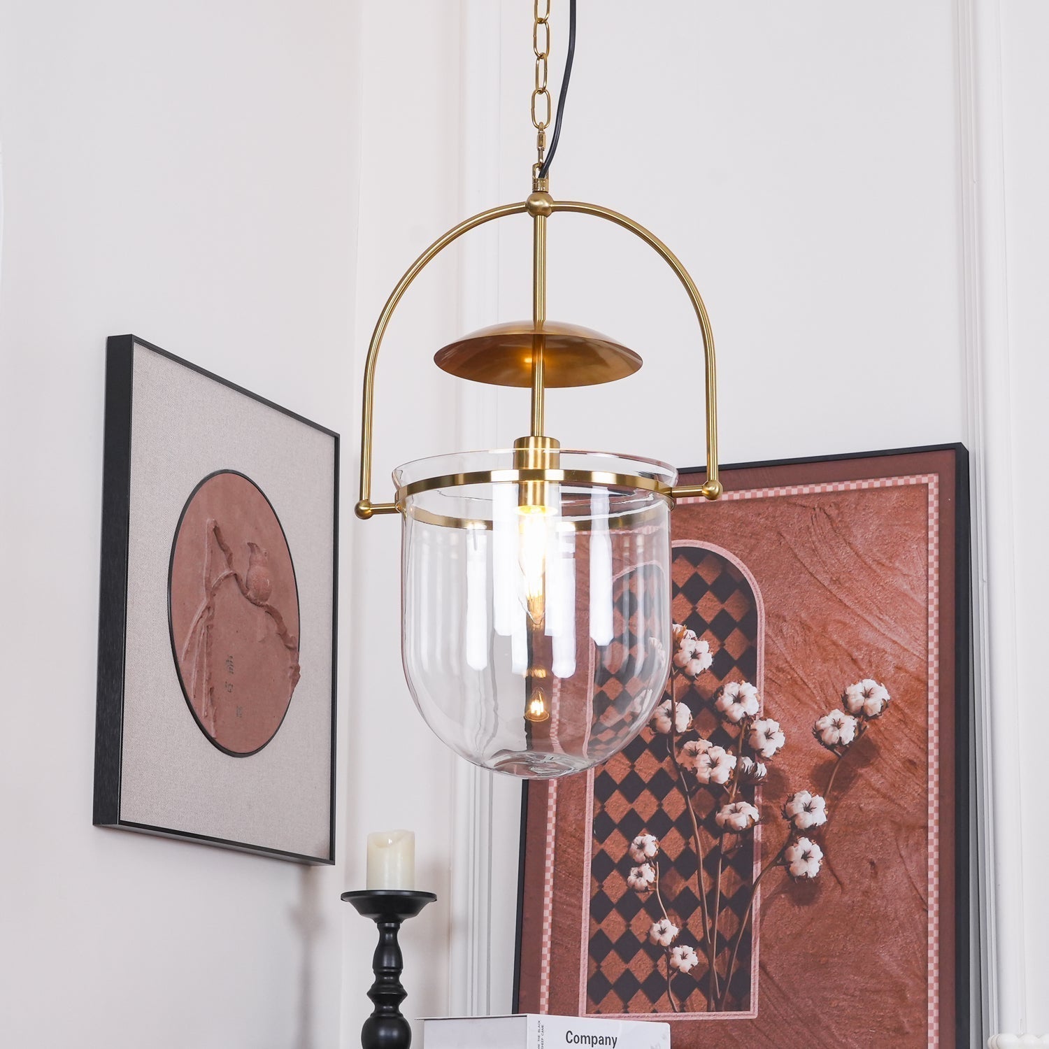 Lorford Cup Glass Pendant Light Elegant Gold Finish Hanging Ceiling Lamp for Modern Kitchens