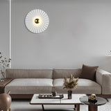 Lotus Leaf Round Pleated LED Wall Sconce Modern White Decorative Light Fixture