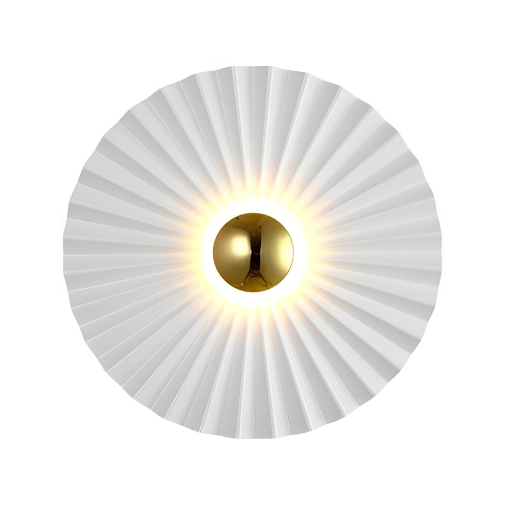 Lotus Leaf Round Pleated LED Wall Sconce Modern White Decorative Light Fixture