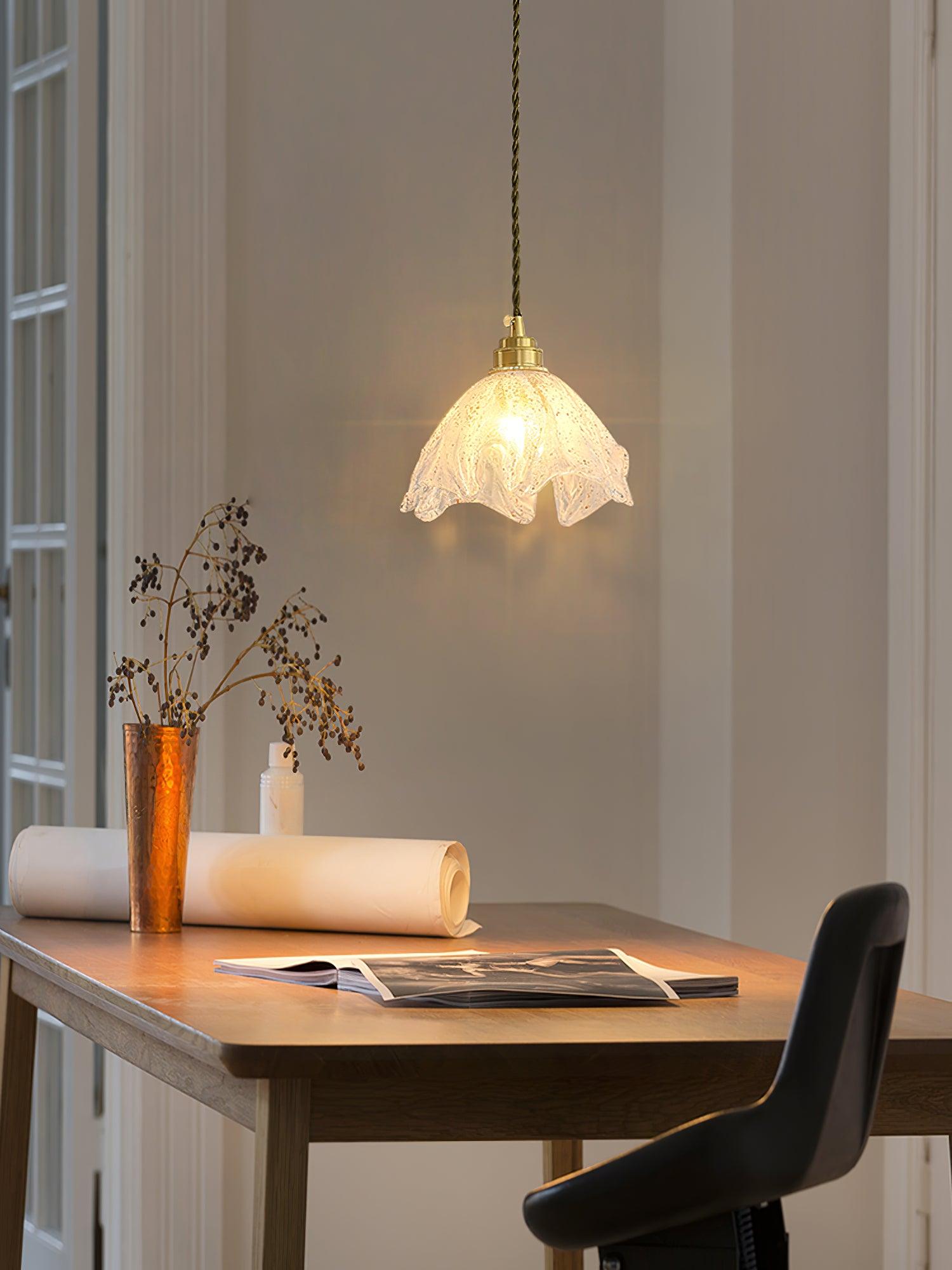lotus-shape-brass-and-etched-crystal-glass-small-pendant-lamp-for-kitchen-and-hallway-lighting