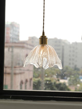 lotus-shape-brass-and-etched-crystal-glass-small-pendant-lamp-for-kitchen-and-hallway-lighting