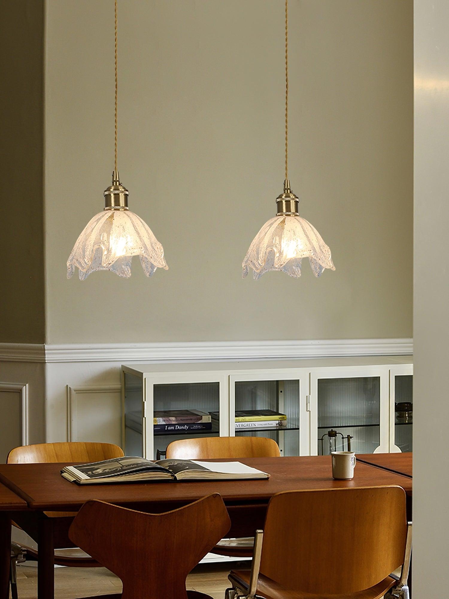lotus-shape-brass-and-etched-crystal-glass-small-pendant-lamp-for-kitchen-and-hallway-lighting