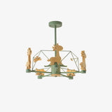 Lovely Deer Animal Themed Wooden Chandelier Ceiling Light for Kids Bedroom and Playroom