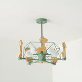 Lovely Deer Animal Themed Wooden Chandelier Ceiling Light for Kids Bedroom and Playroom