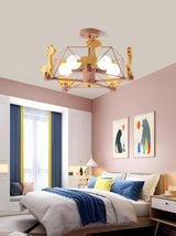 Lovely Deer Animal Themed Wooden Chandelier Ceiling Light for Kids Bedroom and Playroom