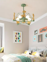 Lovely Deer Animal Themed Wooden Chandelier Ceiling Light for Kids Bedroom and Playroom