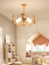 Lovely Deer Animal Themed Wooden Chandelier Ceiling Light for Kids Bedroom and Playroom