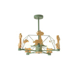 Lovely Deer Animal Themed Wooden Chandelier Ceiling Light for Kids Bedroom and Playroom