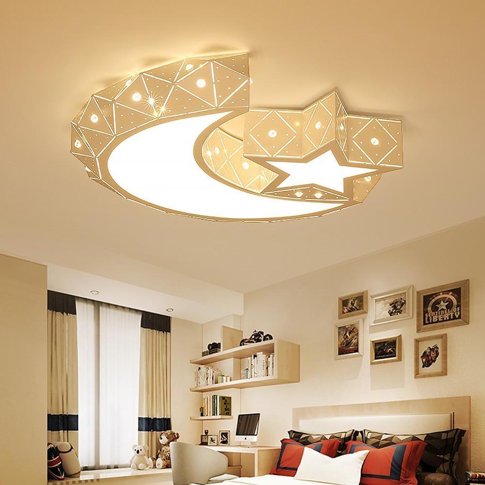 Celestial Moon Star LED Ceiling Light Modern Flush Mount Fixture for Kids Bedroom