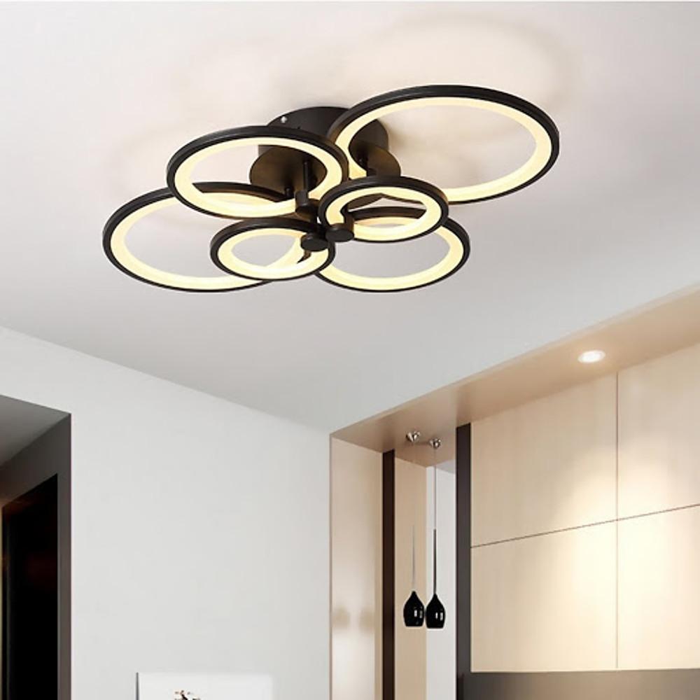 Modern Multi Ring LED Flush Mount Ceiling Light Dimmable Geometric Chandelier for Living Room
