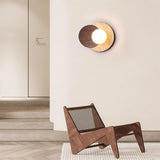 Lunar Eclipse Modern Glass Globe Wall Lamp with Travertine and Wood Base