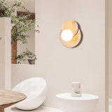 Lunar Eclipse Modern Glass Globe Wall Lamp with Travertine and Wood Base