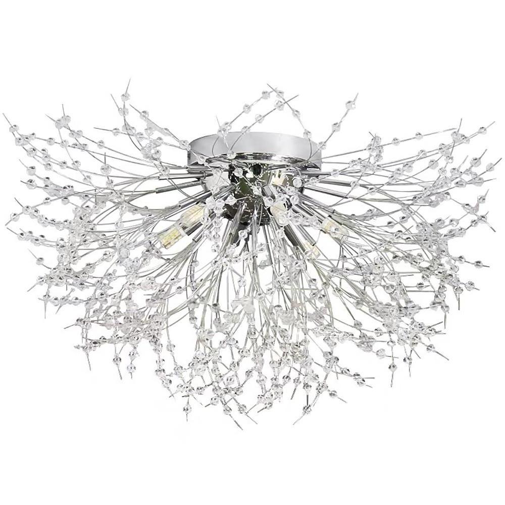 Elegant Crystal LED Flush Mount Ceiling Light Traditional Metal Chandelier Lighting Fixture