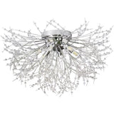 Elegant Flower Branch Crystal Ceiling Lamp 6 Light Brass Flush Mount Lighting