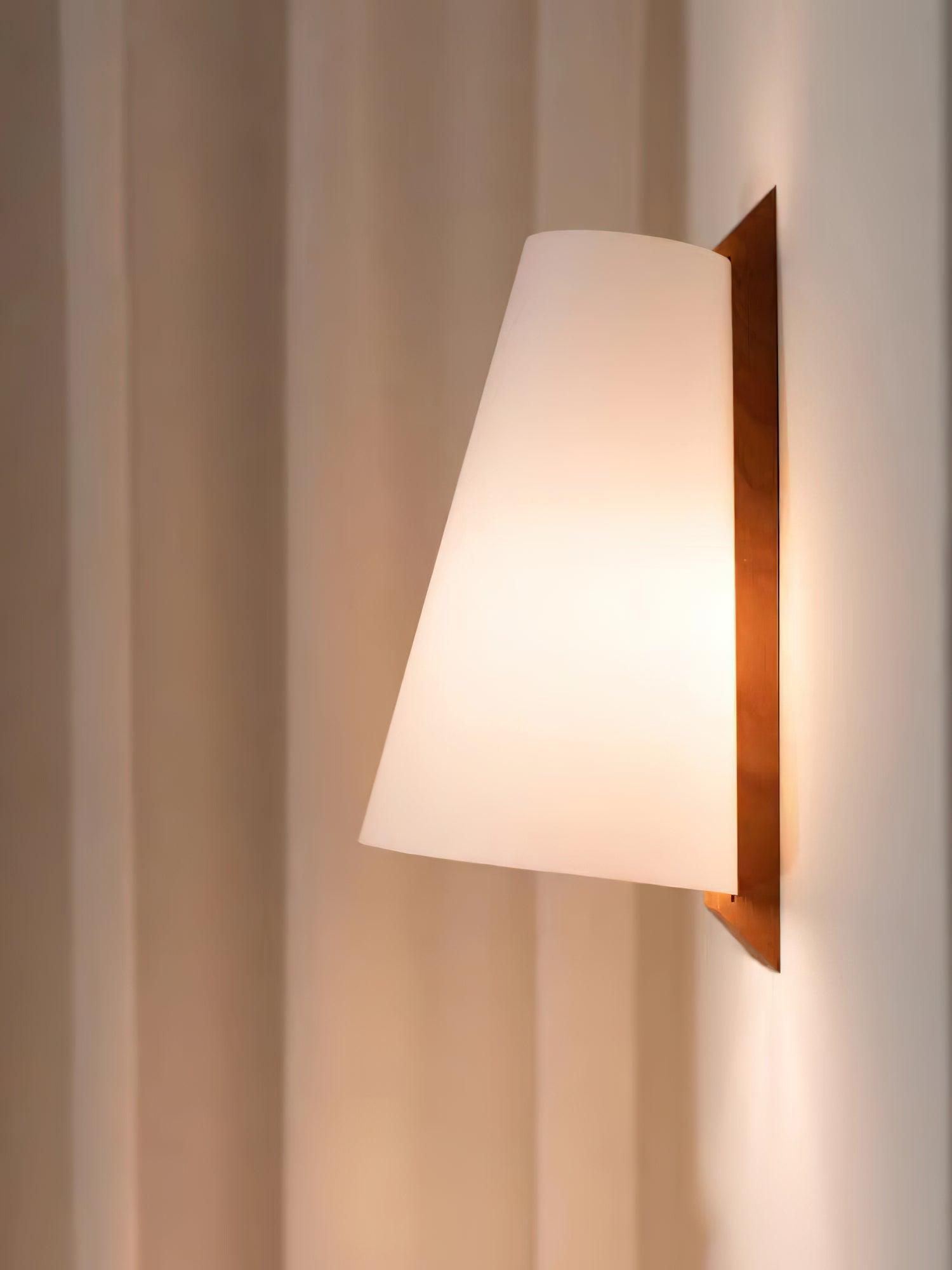 Lupe Minimalist Conical Rice Paper Wall Sconce with Walnut Wood Base Set of 2