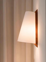 Lupe Minimalist Conical Rice Paper Wall Sconce with Walnut Wood Base Set of 2