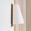 Lupe Minimalist Conical Rice Paper Wall Sconce with Walnut Wood Base Set of 2