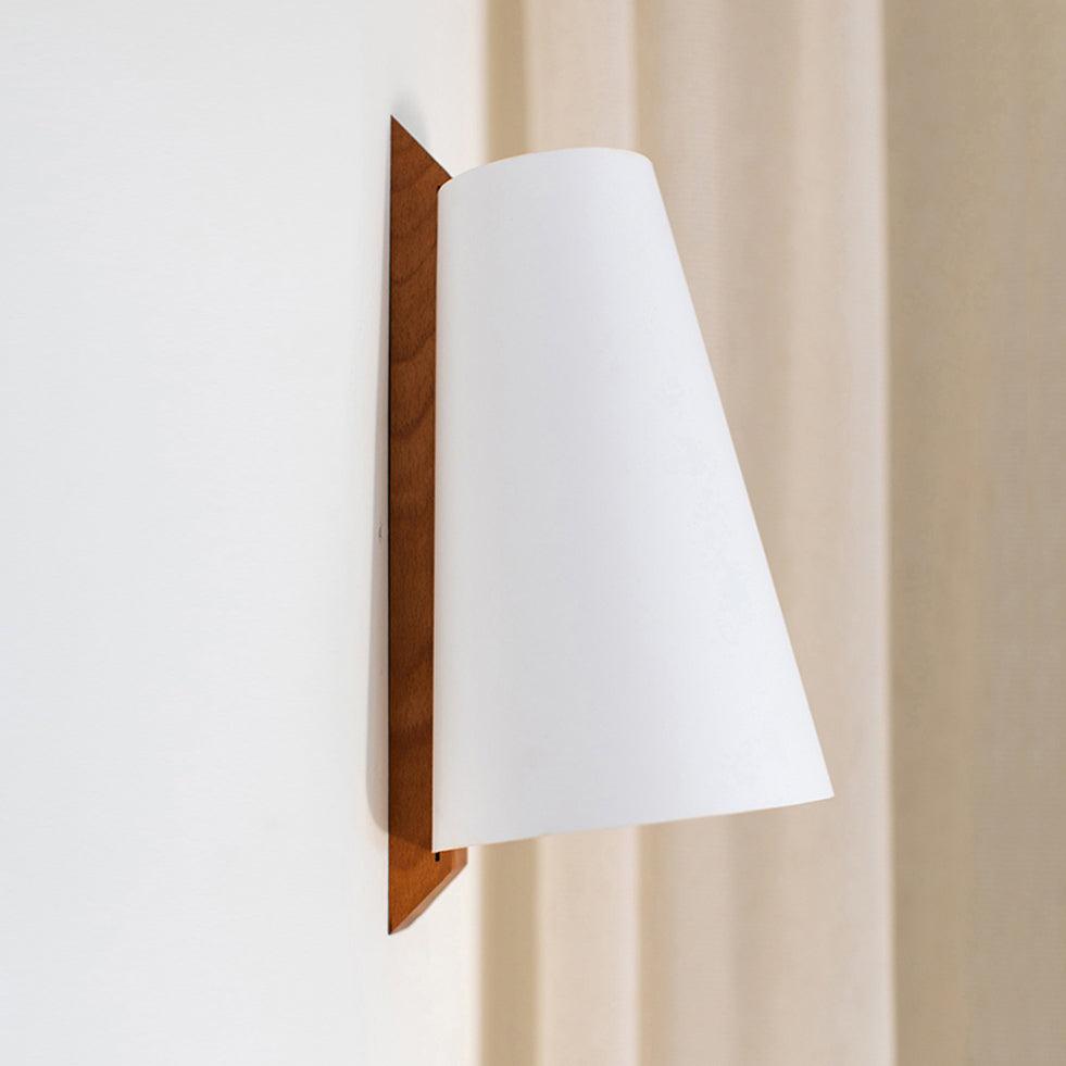 Lupe Minimalist Conical Rice Paper Wall Sconce with Walnut Wood Base Set of 2