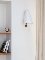Lupe Minimalist Conical Rice Paper Wall Sconce with Walnut Wood Base Set of 2