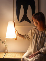 Lupe Minimalist Conical Rice Paper Wall Sconce with Walnut Wood Base Set of 2