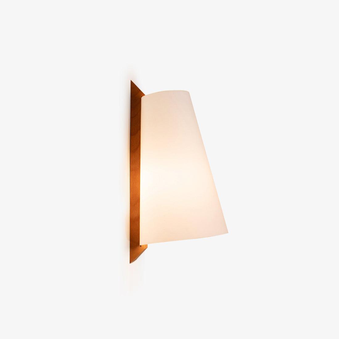 Lupe Minimalist Conical Rice Paper Wall Sconce with Walnut Wood Base Set of 2