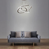 Modern Wave Crystal LED Flush Mount Ceiling Light Stainless Steel Fixture for Dining Room