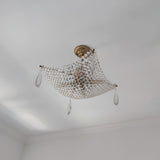 Luxurious Crystal Crown Chandelier Copper Plated Hemispherical Pendant Lighting