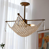 Luxurious Crystal Crown Chandelier Copper Plated Hemispherical Pendant Lighting