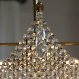 Luxurious Crystal Crown Chandelier Copper Plated Hemispherical Pendant Lighting
