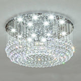 Luxury 16 Light Crystal Drum Flush Mount LED Chandelier 5 Tier White Glass Ceiling Fixture