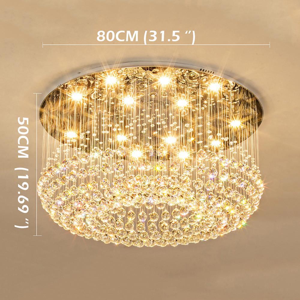 Luxury 16 Light Crystal Drum Flush Mount LED Chandelier 5 Tier White Glass Ceiling Fixture