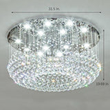 Luxury 16 Light Crystal Drum Flush Mount LED Chandelier 5 Tier White Glass Ceiling Fixture