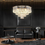 Luxury 4 Layer Crystal Chandelier Modern Metal Pendant Light for Entryway and Dining Room