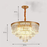Luxury 4 Layer Crystal Chandelier Modern Metal Pendant Light for Entryway and Dining Room