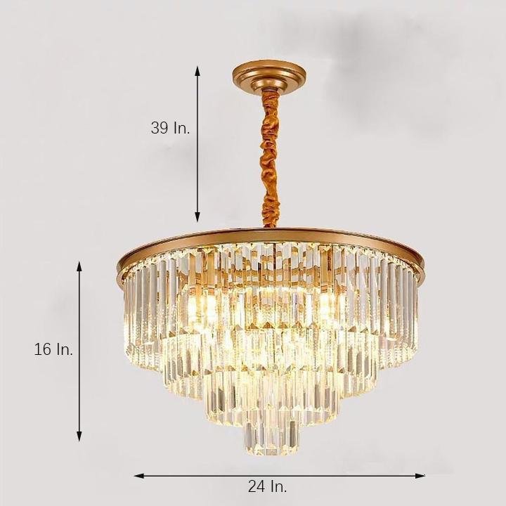 Luxury 4 Layer Crystal Chandelier Modern Metal Pendant Light for Entryway and Dining Room