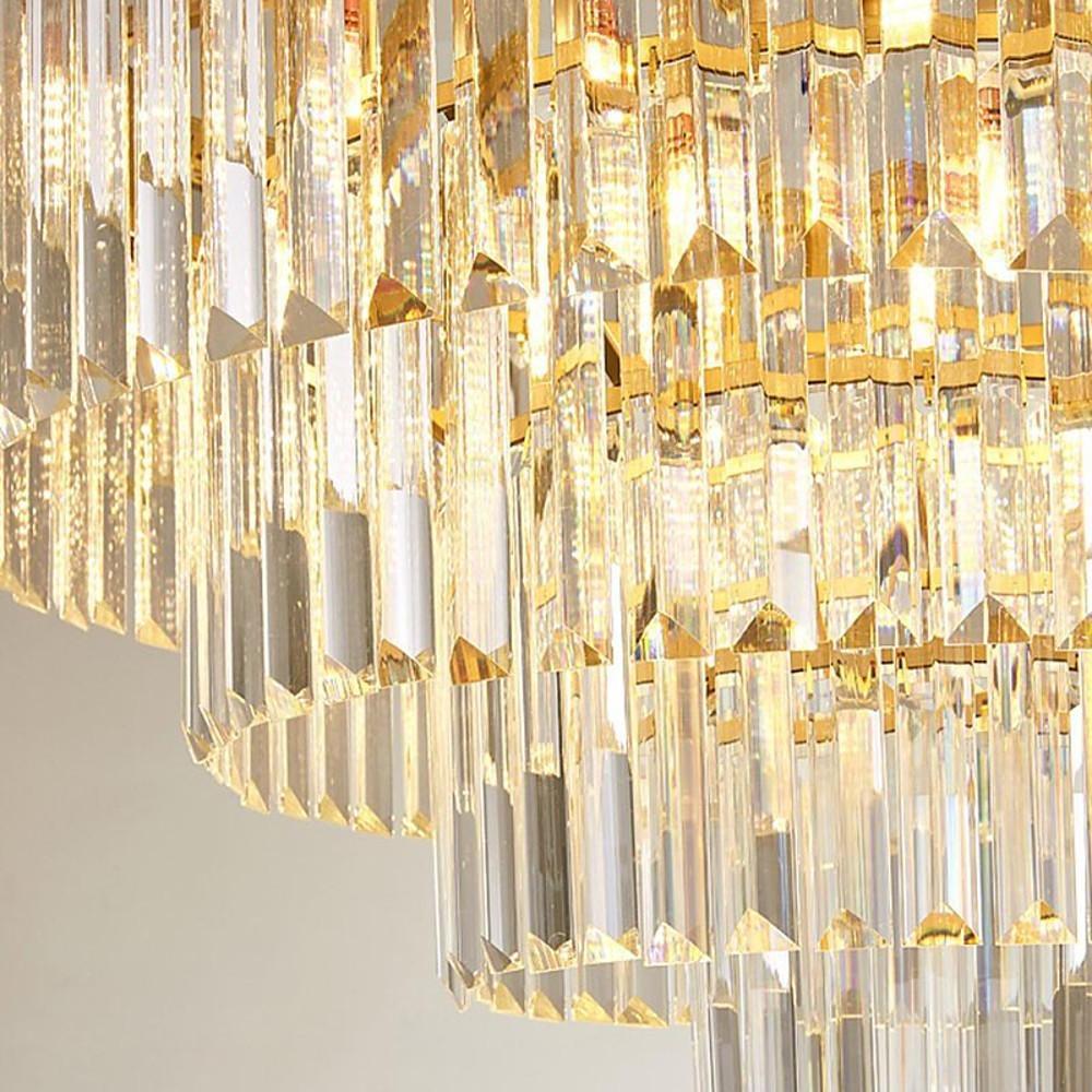 Luxury 4 Layer Crystal Chandelier Modern Metal Pendant Light for Entryway and Dining Room